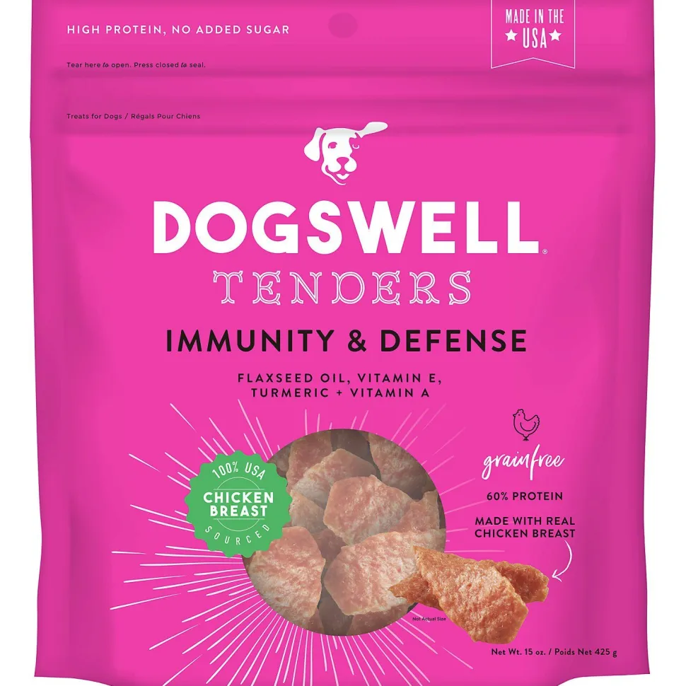 DOGSWELL Immunity and Defense Grain Free Tender Chicken Soft and Chewy Dog Treats - 15 oz Bag