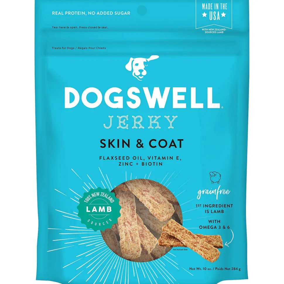 DOGSWELL Skin and Coat Grain Free Jerky Lamb Soft and Chewy Dog Treats - 10 oz Bag