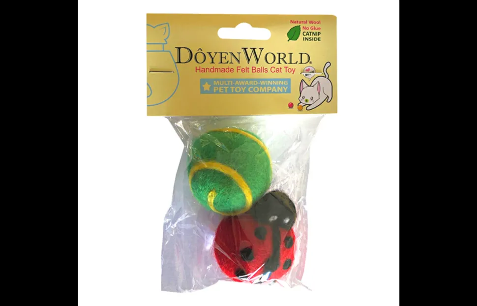 DoyenWorld Felt Ball and Ladybug Catnip Cat Toys - 2 Pack