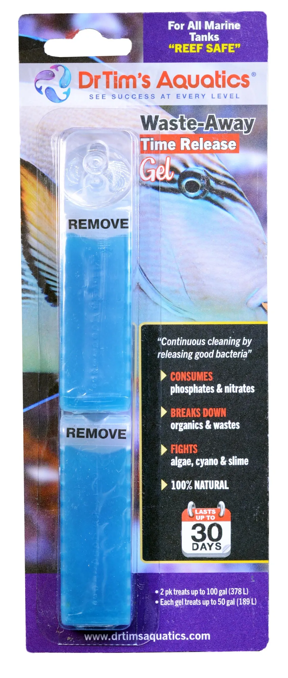 Dr Tim's Aquatics Marine Waste Away Gel Saltwater Aquarium Solution - Medium - 2 Pack