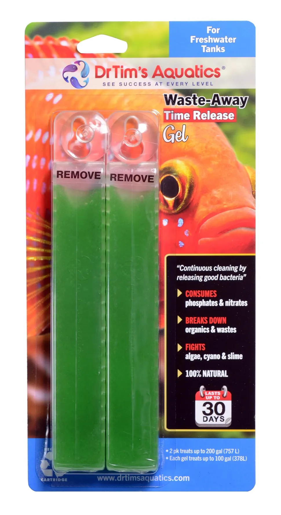 Dr Tim's Aquatics Waste-Away Time Release Gel Freshwater Clarifer - Large - (75GAL) - 2 Pack