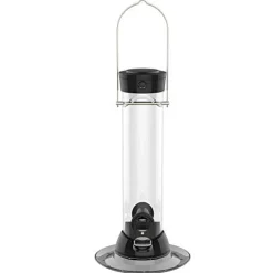 Droll Yankees Onyx Clever Clean Sunflower and Mixed Seed Tube Type Wild Bird Feeder - Black - 1 Lb Cap