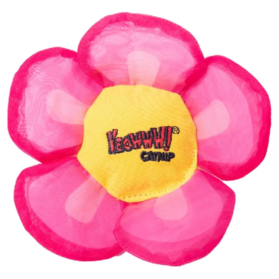 Ducky World Yeowww! Daisy Flower Tops Plush Catnip Cat Toy - Pink