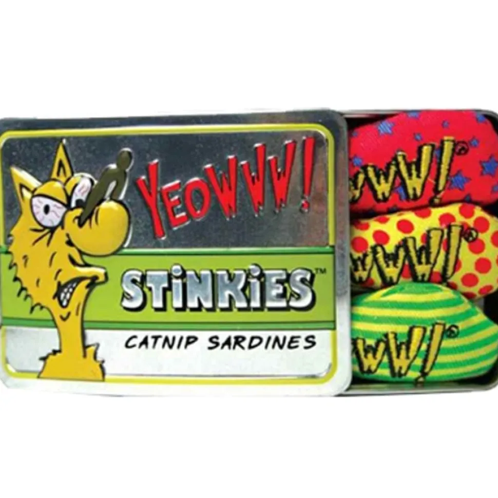 Ducky World Yeowww! Stinkies Sardine Fish Plush Catnip Cat Toys - 3 Pack