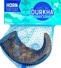 Durkha Water Buffalo Horns Natural Dog Chews - Medium