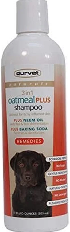 Durvet Naturals 3 In 1 Oatmeal Plus Dog Shampoo - 17 Oz