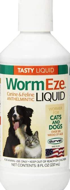 Durvet Wormeze Liquid De-Wormer for Dogs & Cats - 8 Oz