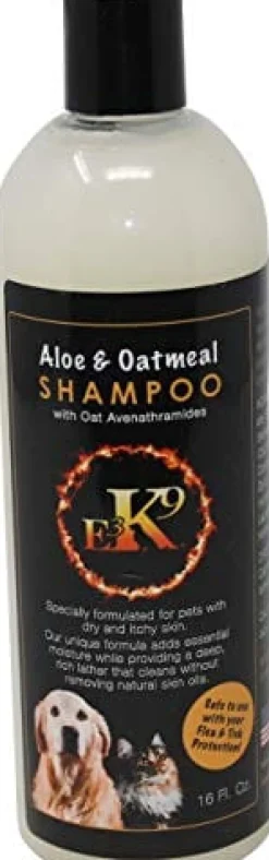 E3 K9 Aloe & Oatmeal Dog Shampoo with Oat Avenathramides - Vanilla - 16 Oz