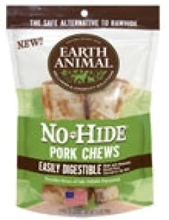 Earth Animal Dog Chews NO HIDE Pork - 4 Inches - 2 Pack