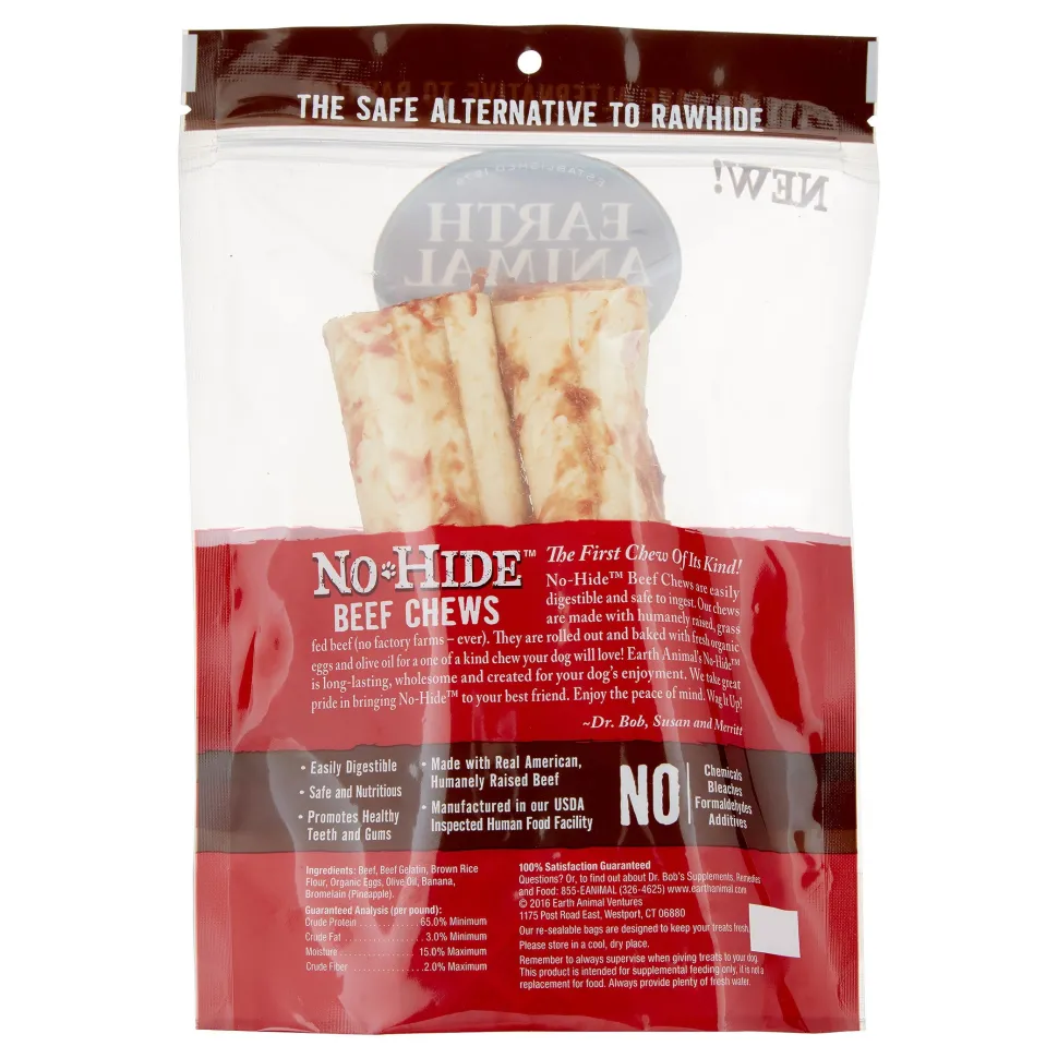 Earth Animal Dog Chews NO HIDE Beef - 7 Inches - 2 Pack