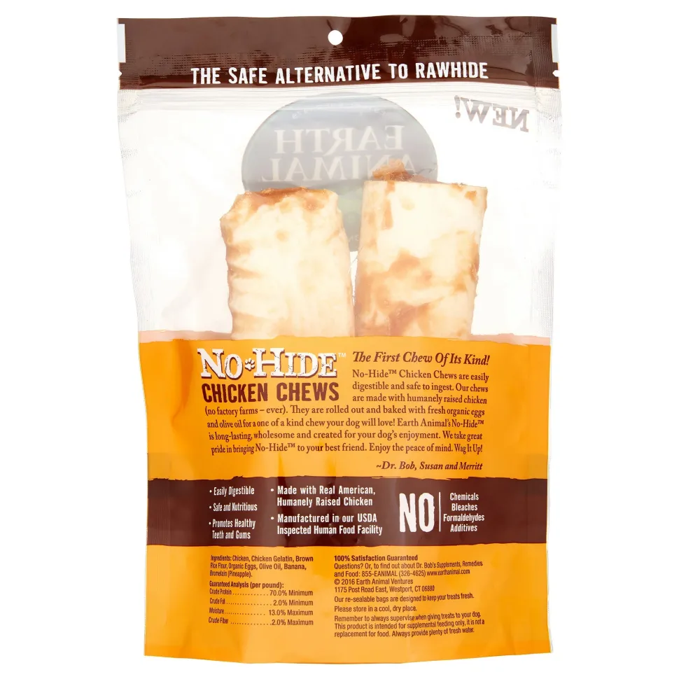 Earth Animal Dog Chews NO HIDE Chicken - 7 Inches - 2 Pack