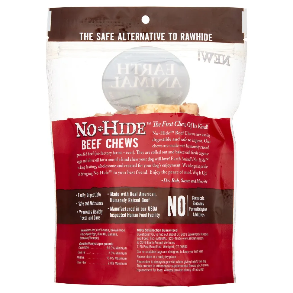 Earth Animal Dog Chews NO HIDE Beef - 4 Inches - 2 Pack