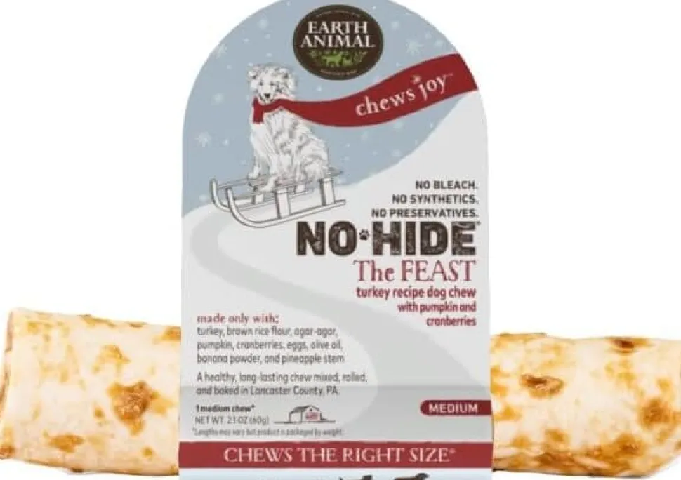 Earth Animal Holiday NO HIDE Feast Dog Chews - 7 Inches - 24 Count