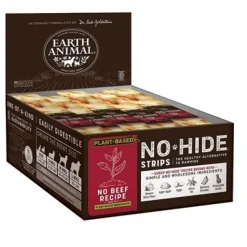 Earth Animal No Hide Strips Plant Based No Beef Natural Dog Chews - 60 Count
