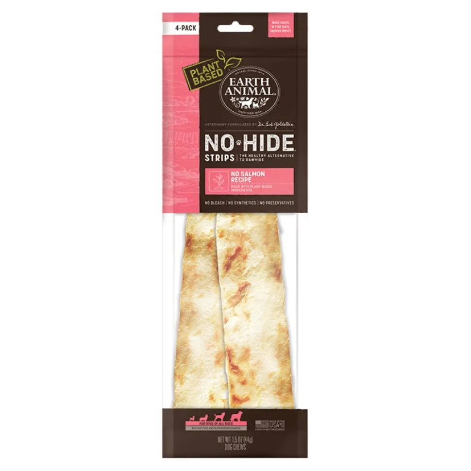 Earth Animal No Hide Strips Plant Based No Salmon Natural Dog Chews - 4 Pack