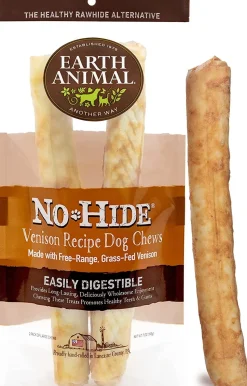 Earth Animal NO HIDE Venison Dog Chews - 11 Inches - 2 Pack