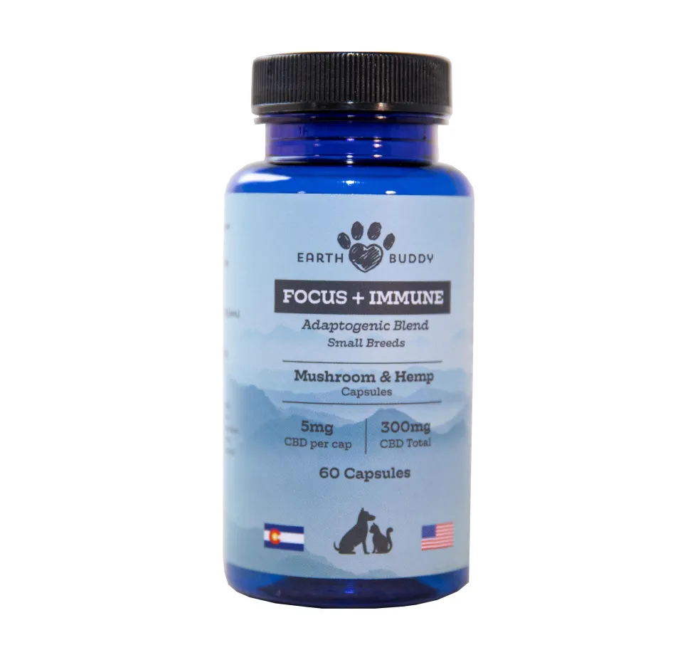 Earth Buddy Mushroom and Hemp Dog Supplement Capsules - 5MG - 60 Count