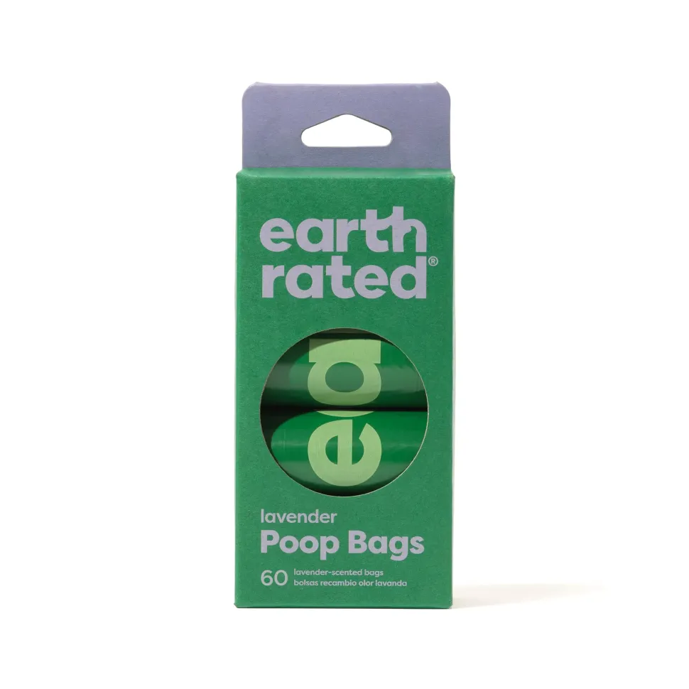 Earth Rated Lavender Scented Disposable Pet Wastebags - 4 Rolls or 60 Count