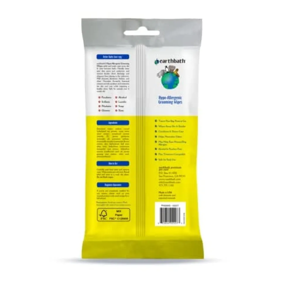 Earthbath Hypo-Allergenic Grooming Cat and Dog Wipes - 30 Count