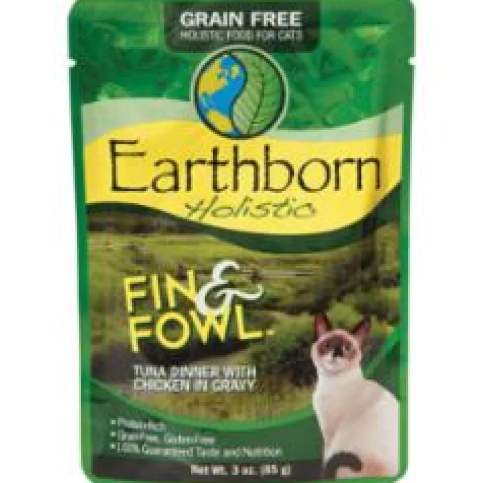 Earthborn Grain-Free Fin Fowl Tuna Wet Cat Food - 3 Oz Pouch - Case of 24