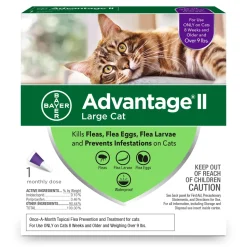 Elanco Advantage II Large Cat 1-Month Dose Spot-on Flea and Tick Treatment - 9+ Lbs - Purple