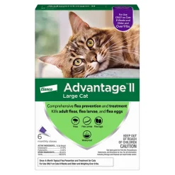 Elanco Advantage II Large Cat 2-Month Dose Flea and Tick Spot-on Treatment - 9+ Lbs - Purple - 6 Pack