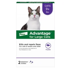 Elanco Advantage Large Cat 2-Month Dose Spot-on Topical Flea and Tick Treatment - 9+ Lbs - 2 Pack