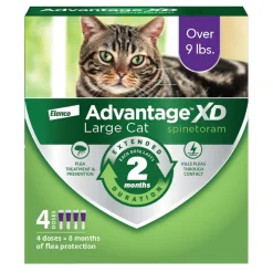 Elanco Advantage XD Extended Large Cat 8-Month 4-Dose Flea and Tick Spot-on Treatment - 9+ Lbs - 4 Pack
