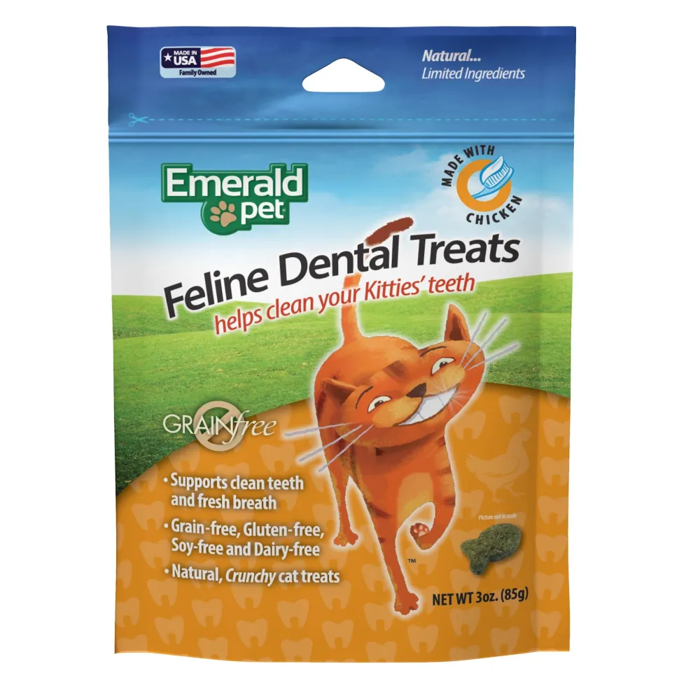 Emerald Pet Chicken Dental Cat Treats - 3 oz Bag