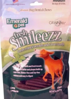 Emerald Pet Fresh Smileezz Grain Free Medium Dog Dental Treats - 6.25 oz Bag