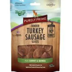 Emerald Pet Purely Prime Meat Sausage Turkey plus Carrrot & Quinoa Natural Dog Chews - 3 oz Bag