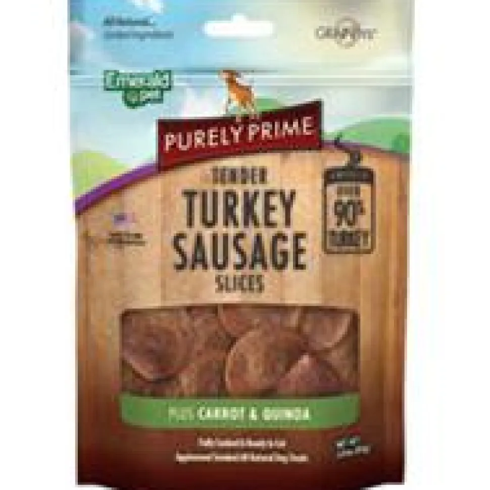 Emerald Pet Purely Prime Meat Sausage Turkey plus Carrrot & Quinoa Natural Dog Chews - 3 oz Bag