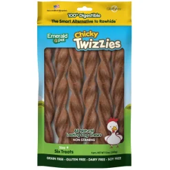 Emerald Pet Twizzies Grain-Free 9" Chicky Pack Hard Chew Dog Treats - 6 Pack