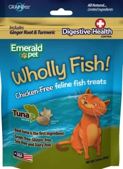 Emerald Pet Wholly Fish! Tuna + Digestive Health Crunchy Cat Treats - 3 oz Bag