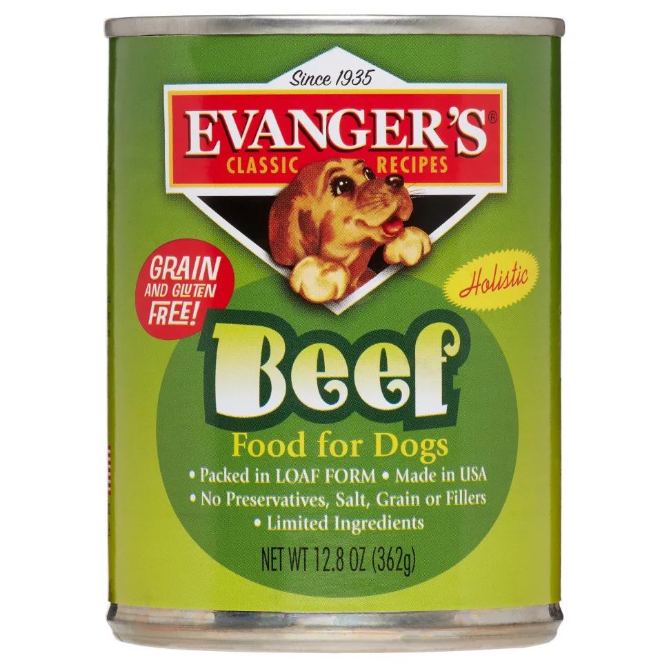 Evanger's 100% Beef All Meat Classic Canned Wet Dog Food - 13 oz Cans - Case of 12