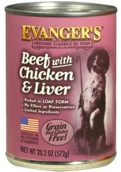 Evanger's Beef Chicken & Liver Complete Classic Canned Dog Food Dinners - 20.2 oz Cans - Case of 12