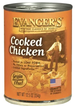 Evanger's Cooked Chicken All Meat Classic Canned Wet Dog Food - 13 oz Cans - Case of 12