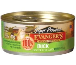 Evanger's Duck Dinner Super Premium Canned Cat Food - 5.5oz Cans - Case of 24