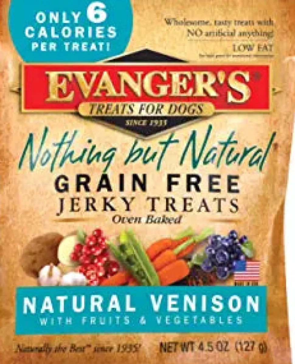 Evanger's Nothing But Natural Venison Jerky Treats for Dogs Jerky Dog Treats - 4.5 Oz