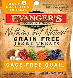 Evanger's Nothing But Natural Quail Jerky Treats for Dogs Jerky Dog Treats - 4.5 Oz
