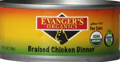Evanger's Organics Braised Chicken Dinner Canned Cat Food - 5.5 Oz - Case of 24