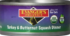 Evanger's Organics Turkey with Butternut Squash Dinner Canned Cat Food - 5.5 Oz - Case of 24