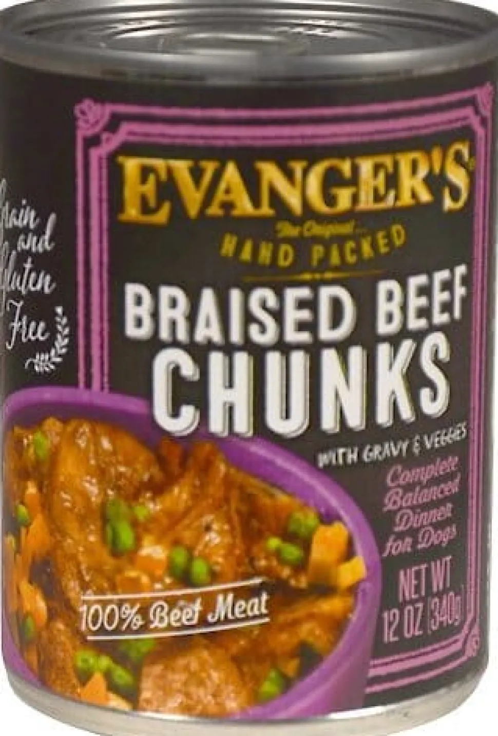 Evanger's Super Premium Braised Beef Chunks with Gravy Canned Dog Food - 12 Oz - Case of 12
