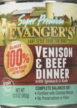 Evanger's Super Premium Venison & Beef Dinner Canned Dog Food - 12.8 Oz - Case of 12
