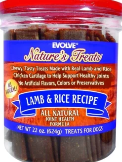 Evolve Nature's Jerky Treats for Dogs Soft and Chewy Dog Treats - Lamb and Rice - 22 Oz