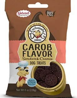 Exclusively Dog Sandwich Creme Cookies Dog Biscuits Treats - Carob - 8 Oz