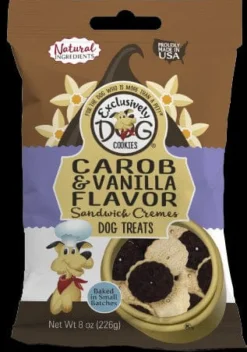 Exclusively Dog Sandwich Creme Cookies Dog Biscuits Treats - Carob and Vanilla - 8 Oz