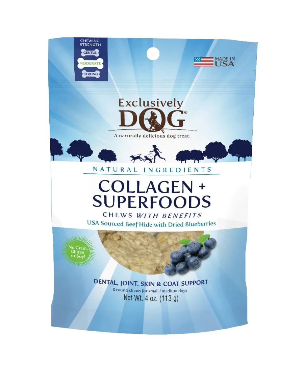Exclusively Pet Collagen & Superfoods Chews w/Benefits - Blueberry - 4 Oz