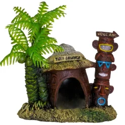 Exotic Environments Betta Hut with Palm Trees Resin Aquatics Decoration - Medium