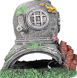 Exotic Environments Diver'S Helmet Resin Aquatics Decoration - Gray - Small